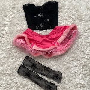 Victoria’s Secret sexy santa baby skirt and black corset set
